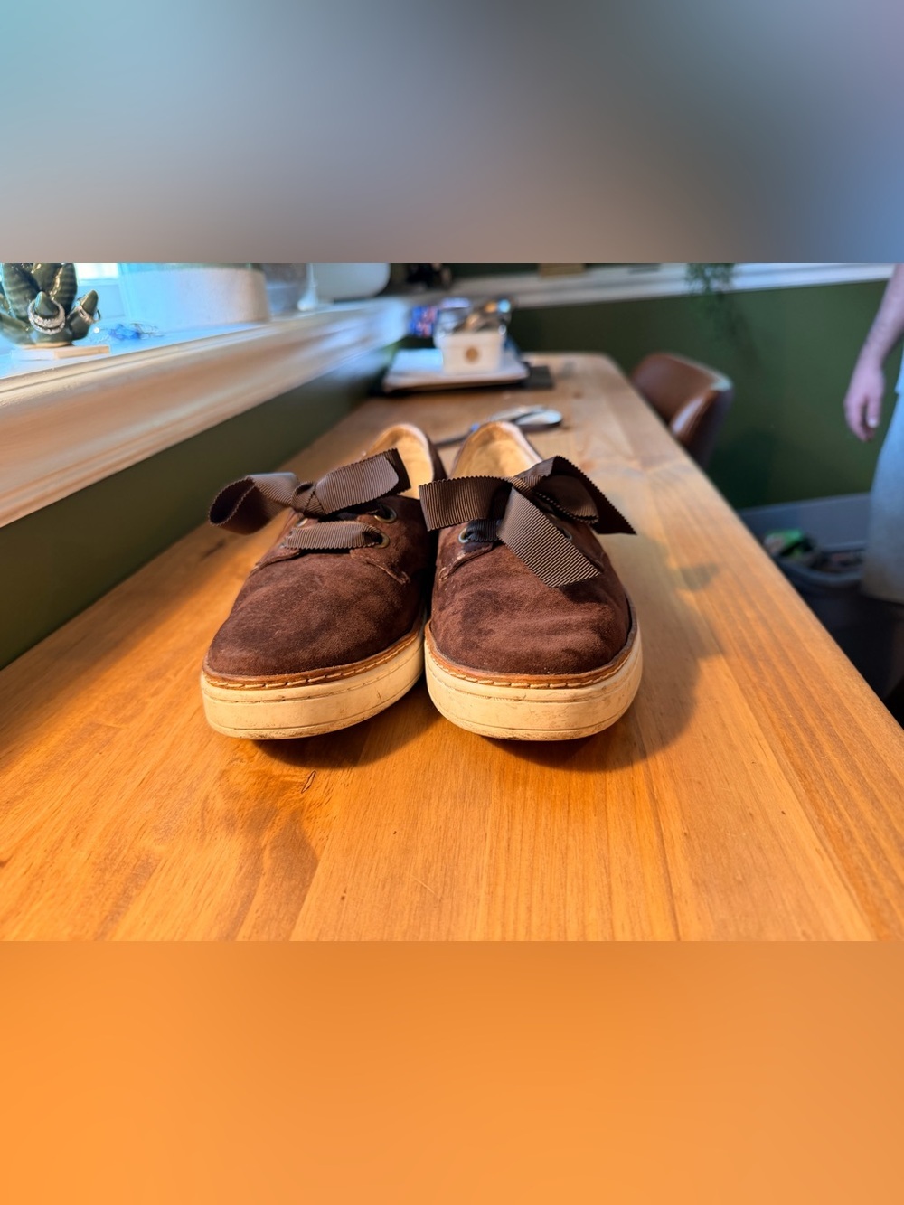 UGG Carilyn Women's Brown Suede Ribbon Lace Sneakers - Picture 3 of 3